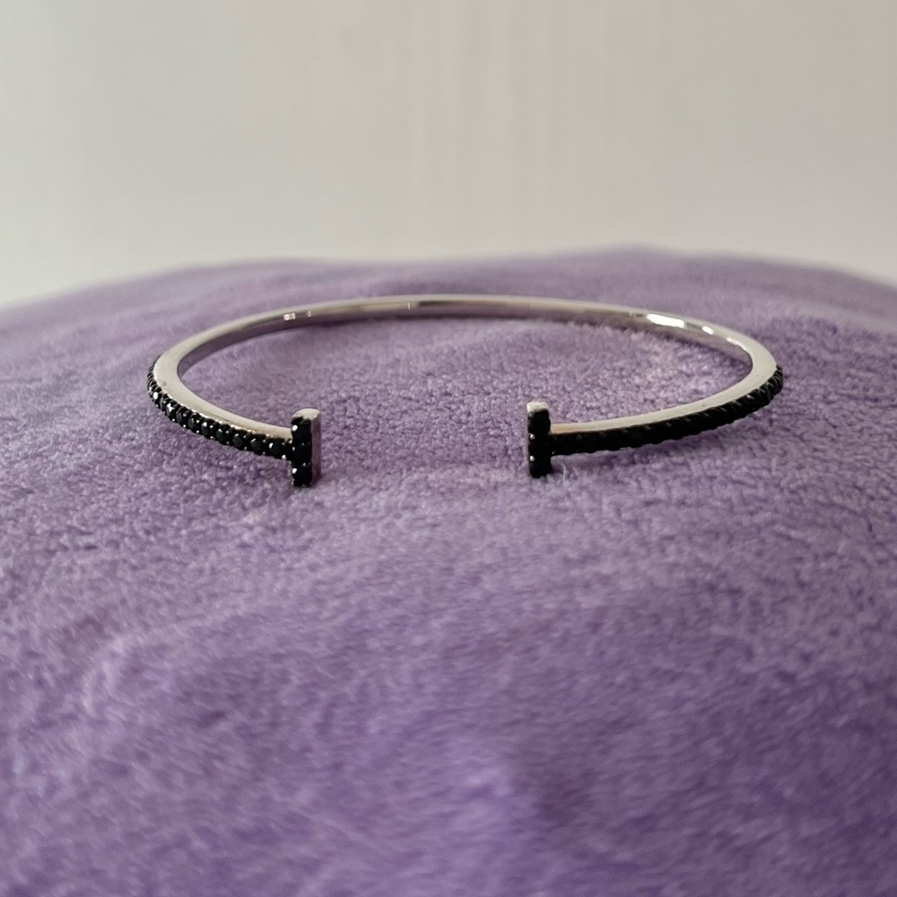 Black Spinel π€ Sterling Silver Cuff Bracelet βοΈ